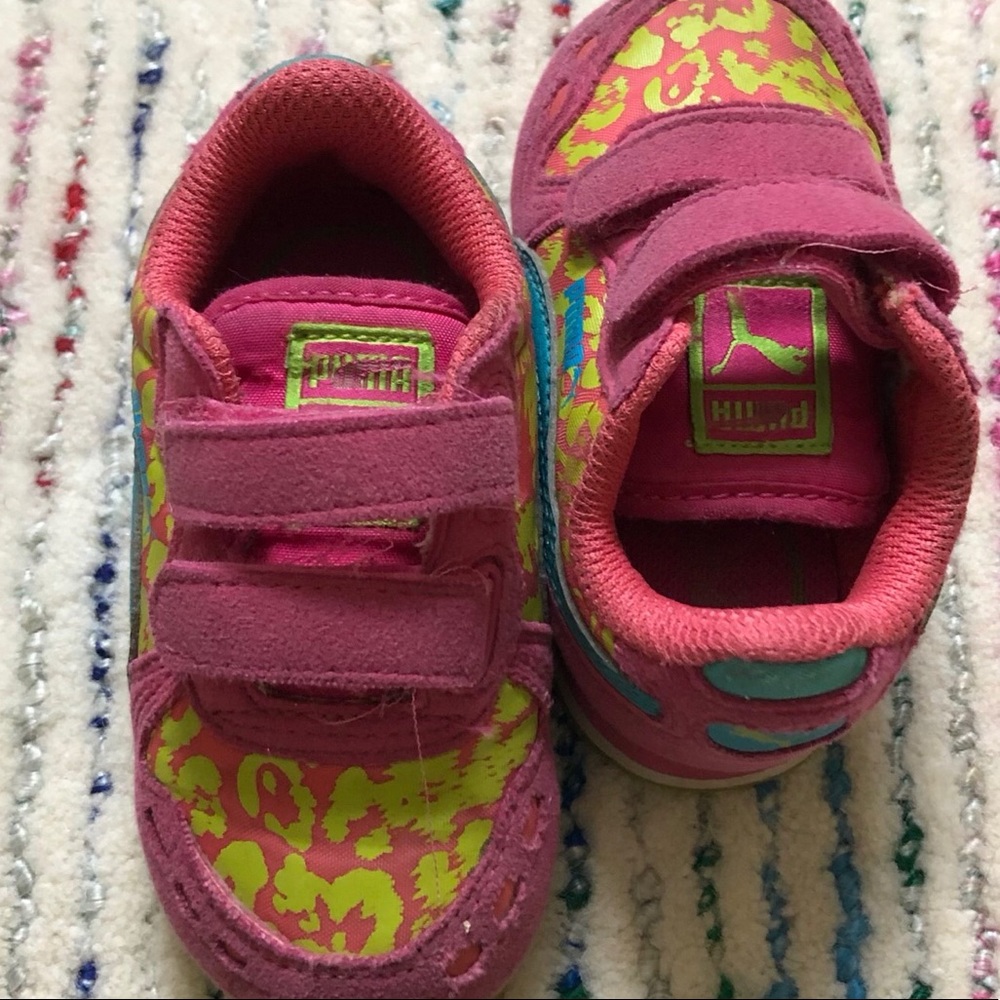 Good used condition pink leopard Puma shoes